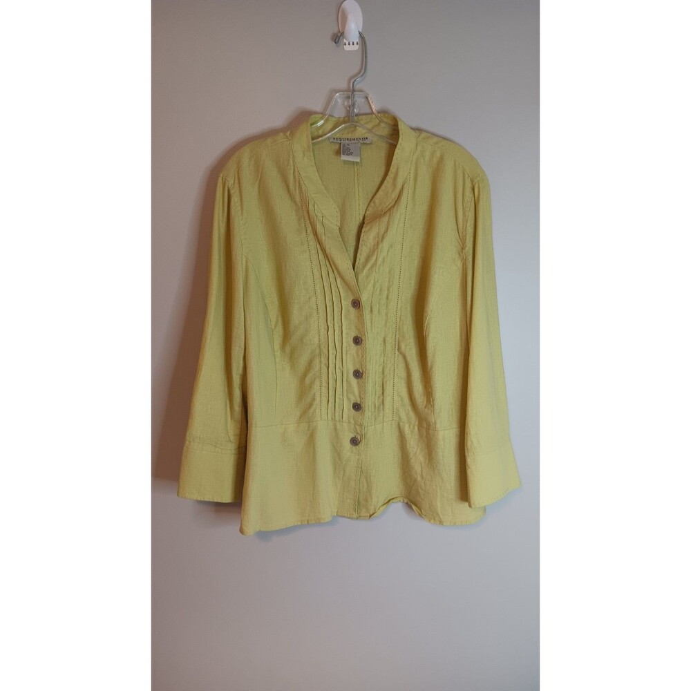 Light Green Linen Blend Shirt Requirements Sz XL Classic Beach Travel Pastel